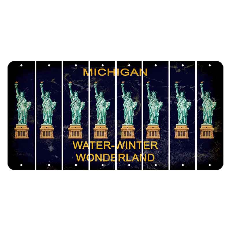 Michigan Water Winter Wonderland Cut License Plate Strips (Set of 8) Statue of Liberty