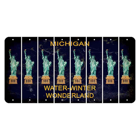 Michigan Water Winter Wonderland Cut License Plate Strips (Set of 8) Statue of Liberty