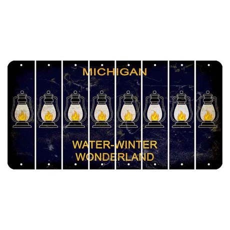 Michigan Water Winter Wonderland Cut License Plate Strips (Set of 8) Lantern