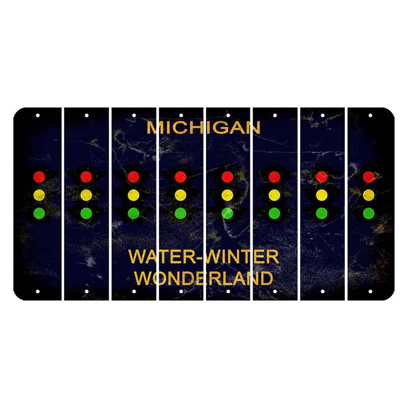 Michigan Water Winter Wonderland Cut License Plate Strips (Set of 8) Traffic Light