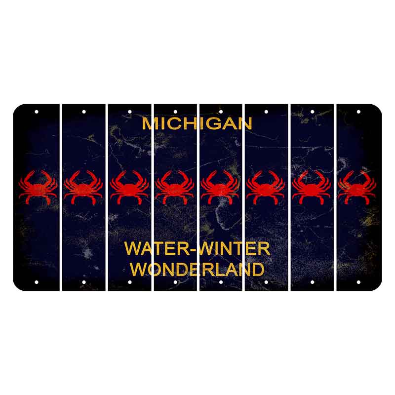 Michigan Water Winter Wonderland Cut License Plate Strips (Set of 8) Crab