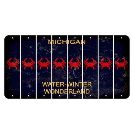 Michigan Water Winter Wonderland Cut License Plate Strips (Set of 8) Crab