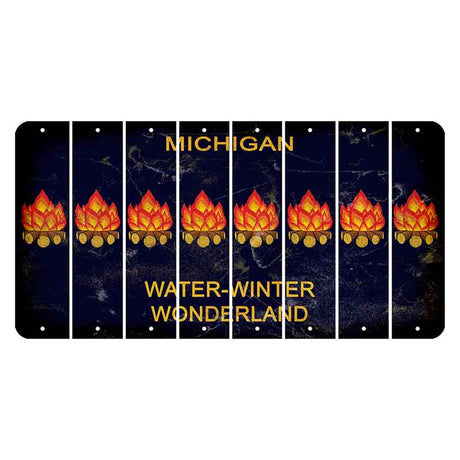 Michigan Water Winter Wonderland Cut License Plate Strips (Set of 8) Campfire