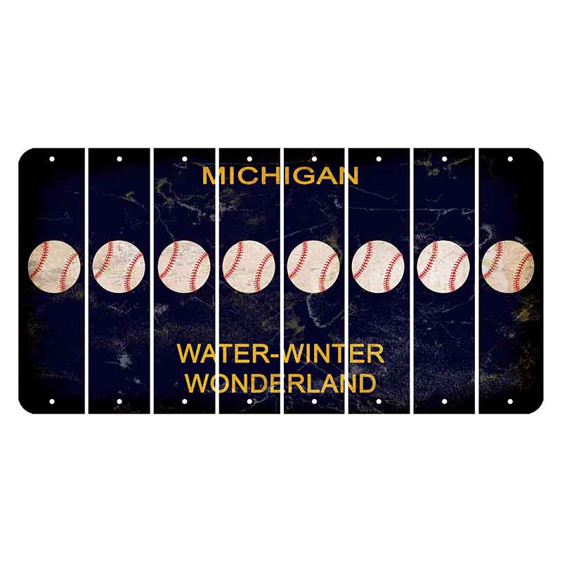 Michigan Water Winter Wonderland Cut License Plate Strips (Set of 8) Baseball