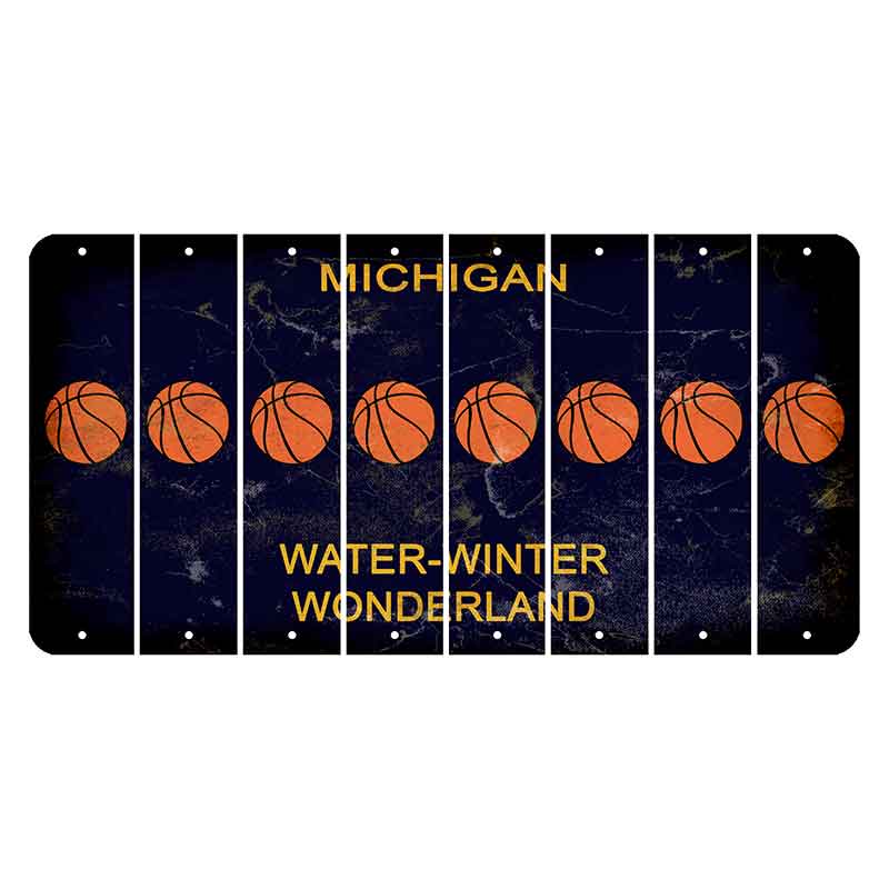 Michigan Water Winter Wonderland Cut License Plate Strips (Set of 8) Basketball