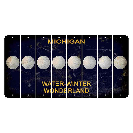 Michigan Water Winter Wonderland Cut License Plate Strips (Set of 8) Golfball