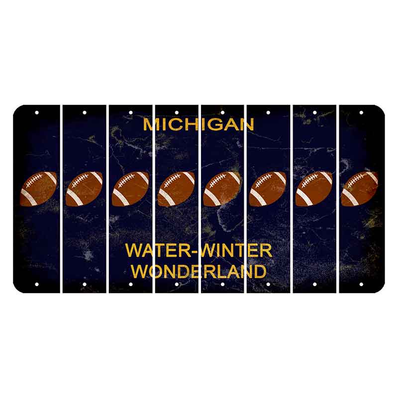 Michigan Water Winter Wonderland Cut License Plate Strips (Set of 8) Football