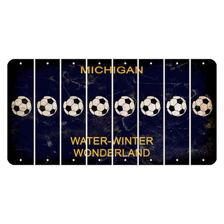 Michigan Water Winter Wonderland Cut License Plate Strips (Set of 8) Soccerball