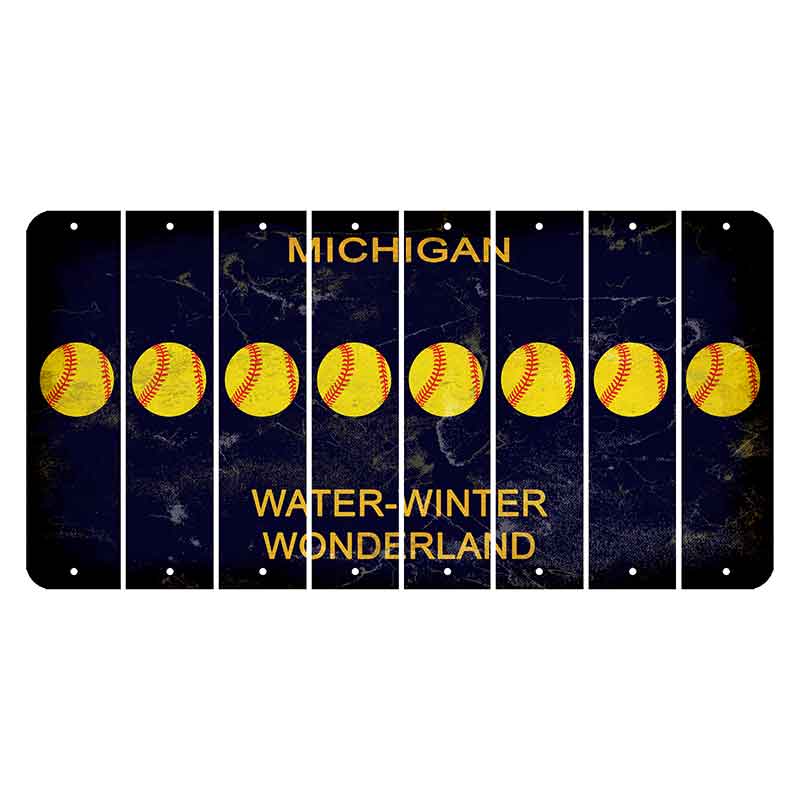 Michigan Water Winter Wonderland Cut License Plate Strips (Set of 8) Softball