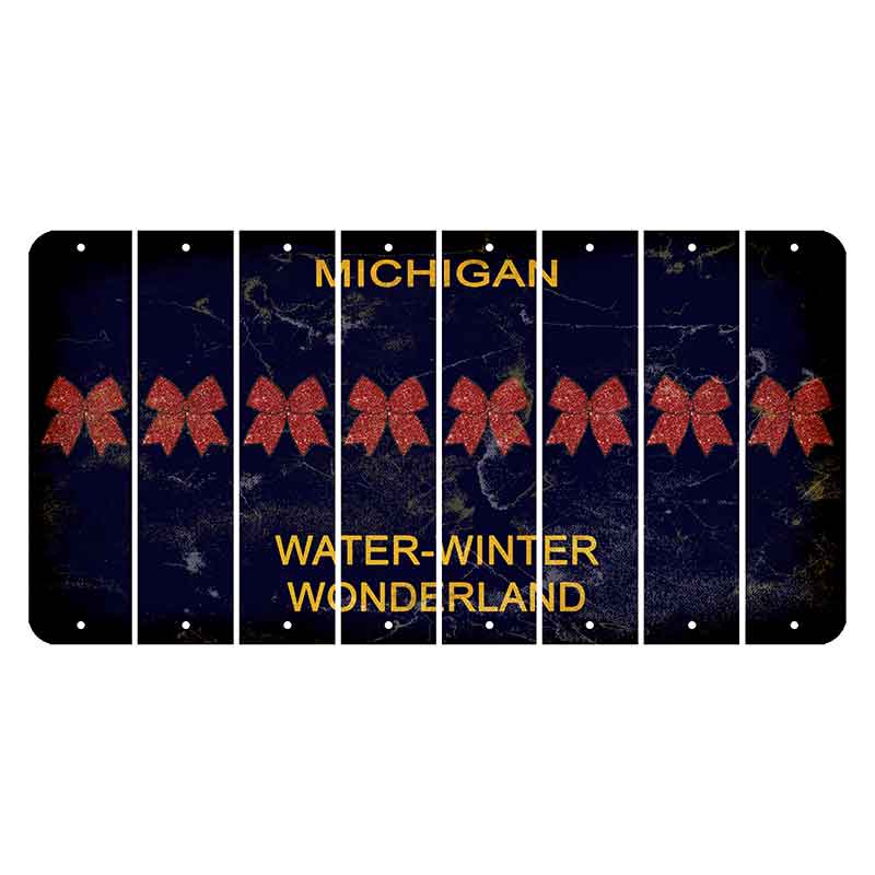 Michigan Water Winter Wonderland Cut License Plate Strips (Set of 8) Cheer Bow