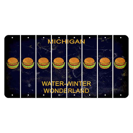 Michigan Water Winter Wonderland Cut License Plate Strips (Set of 8) Hamburger