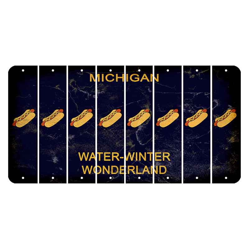 Michigan Water Winter Wonderland Cut License Plate Strips (Set of 8) Hotdog