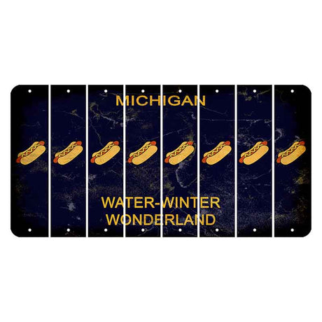 Michigan Water Winter Wonderland Cut License Plate Strips (Set of 8) Hotdog