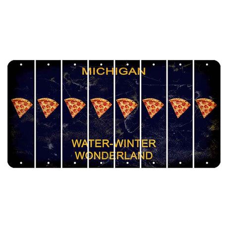 Michigan Water Winter Wonderland Cut License Plate Strips (Set of 8) Pizza