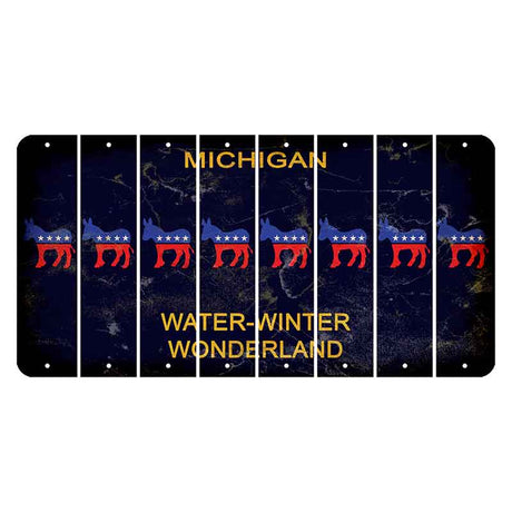 Michigan Water Winter Wonderland Cut License Plate Strips (Set of 8) Democrat