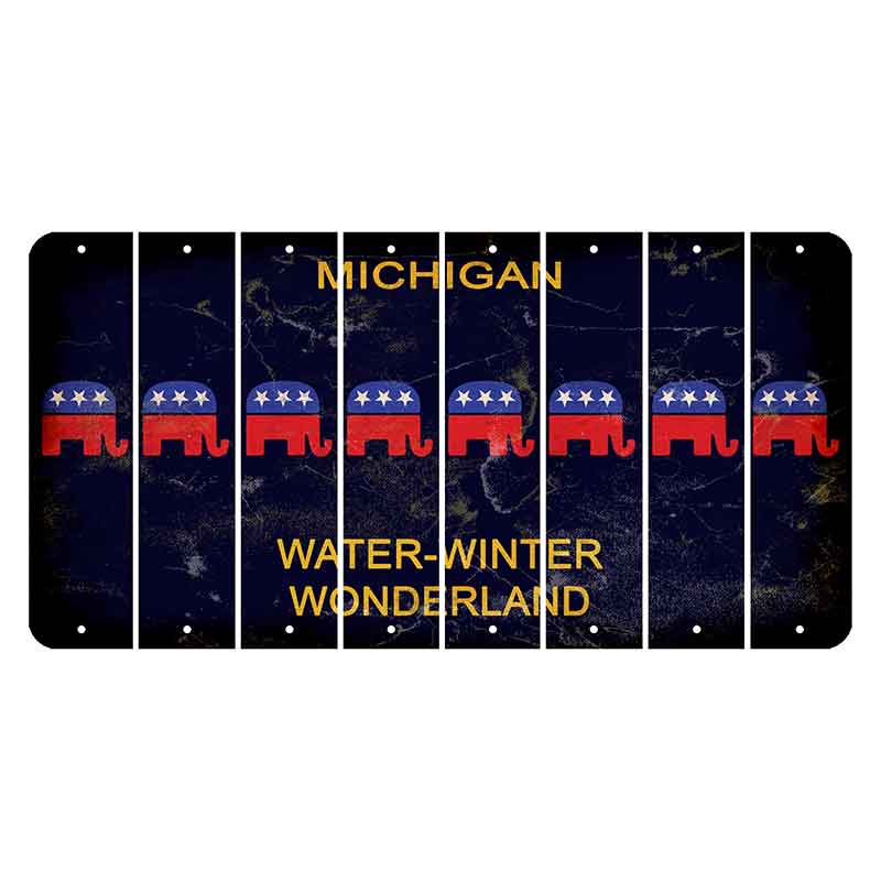 Michigan Water Winter Wonderland Cut License Plate Strips (Set of 8) Republican