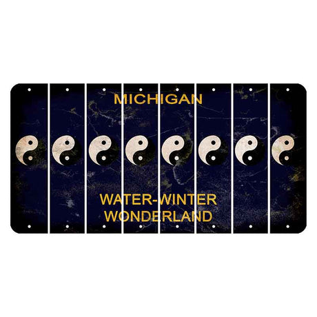 Michigan Water Winter Wonderland Cut License Plate Strips (Set of 8) Yin Yang