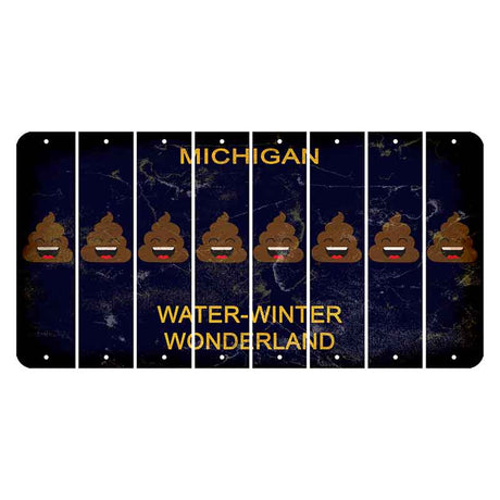 Michigan Water Winter Wonderland Cut License Plate Strips (Set of 8) Emoji - Poop