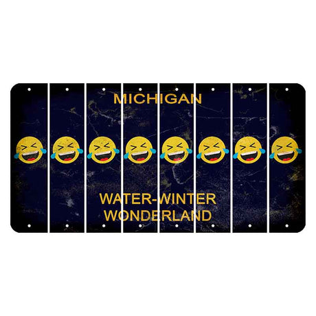 Michigan Water Winter Wonderland Cut License Plate Strips (Set of 8) Emoji - Laughing