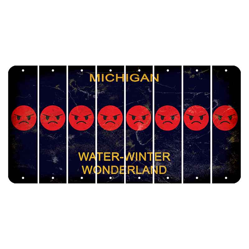 Michigan Water Winter Wonderland Cut License Plate Strips (Set of 8) Emoji - Angry