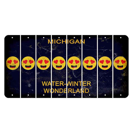 Michigan Water Winter Wonderland Cut License Plate Strips (Set of 8) Emoji - Heart Eyes