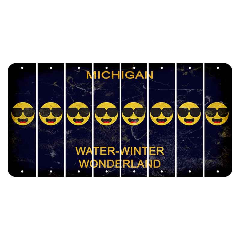 Michigan Water Winter Wonderland Cut License Plate Strips (Set of 8) Emoji - Shades