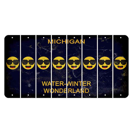 Michigan Water Winter Wonderland Cut License Plate Strips (Set of 8) Emoji - Shades