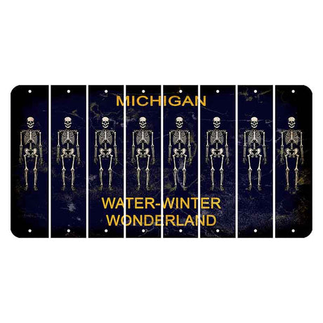 Michigan Water Winter Wonderland Cut License Plate Strips (Set of 8) Skeleton