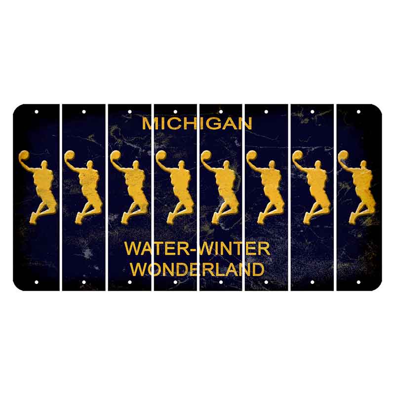 Michigan Water Winter Wonderland Cut License Plate Strips (Set of 8) Basketball Player