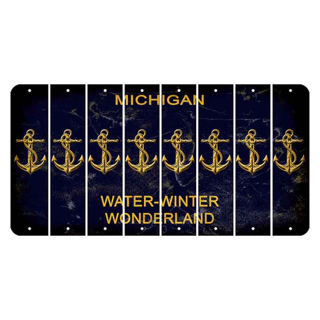 Michigan Water Winter Wonderland Cut License Plate Strips (Set of 8) Boat Anchor