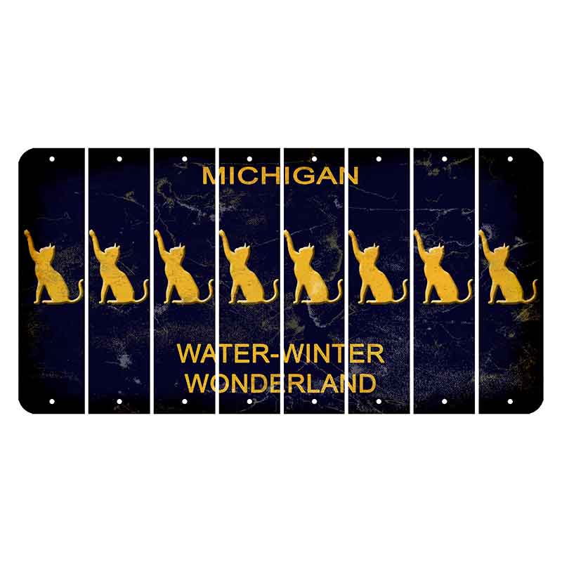 Michigan Water Winter Wonderland Cut License Plate Strips (Set of 8) Cat