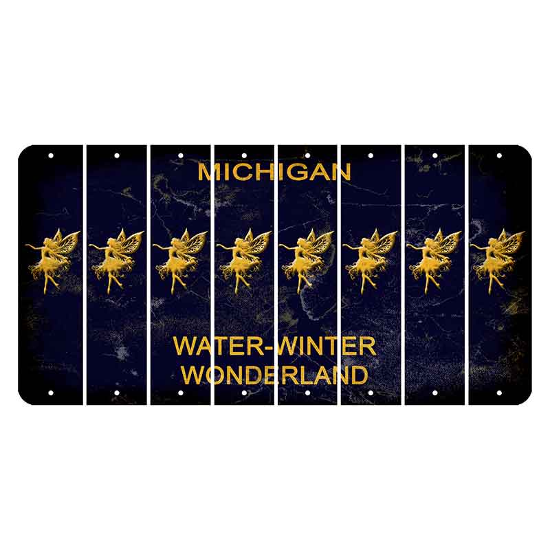 Michigan Water Winter Wonderland Cut License Plate Strips (Set of 8) Fairy