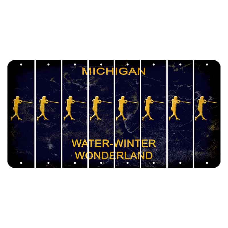 Michigan Water Winter Wonderland Cut License Plate Strips (Set of 8) Softball Batter