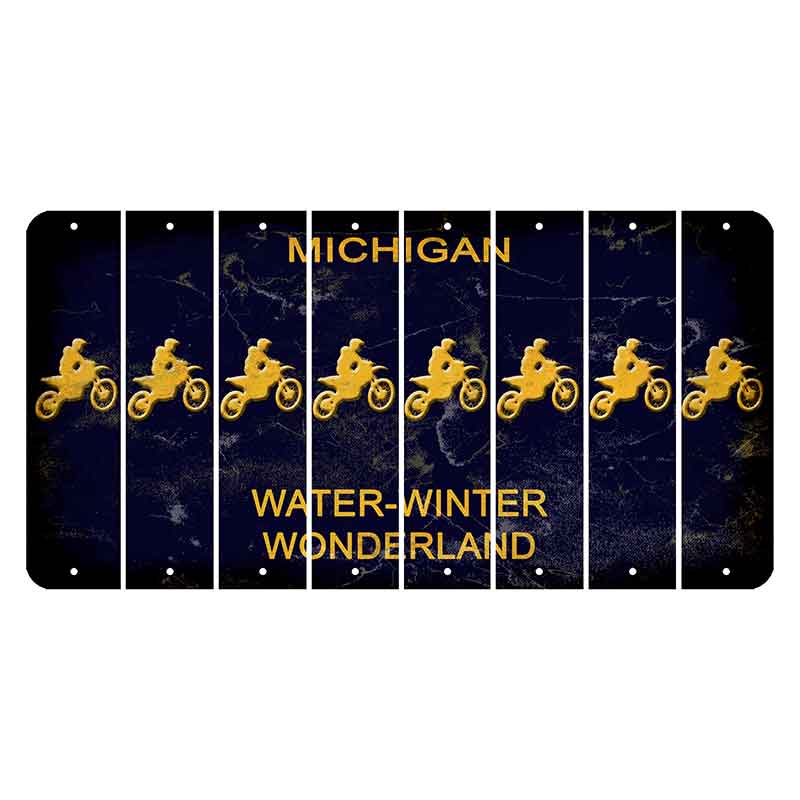 Michigan Water Winter Wonderland Cut License Plate Strips (Set of 8) Dirtbike Rider