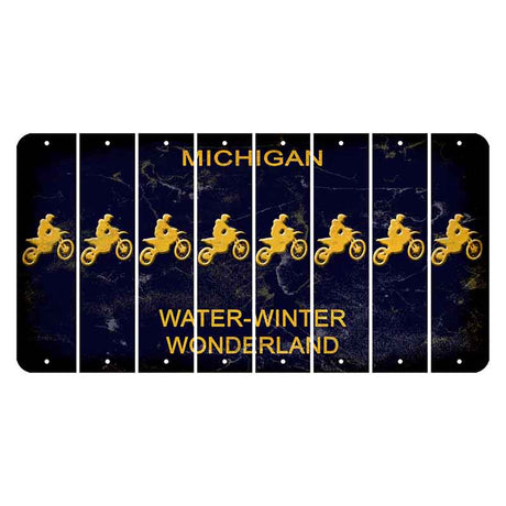 Michigan Water Winter Wonderland Cut License Plate Strips (Set of 8) Dirtbike Rider