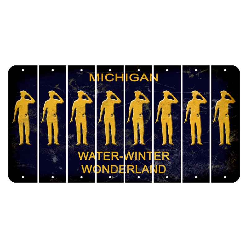 Michigan Water Winter Wonderland Cut License Plate Strips (Set of 8) Police Officer