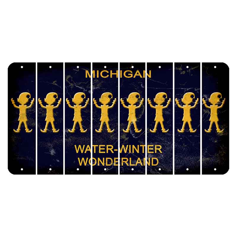 Michigan Water Winter Wonderland Cut License Plate Strips (Set of 8) Elf