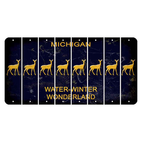 Michigan Water Winter Wonderland Cut License Plate Strips (Set of 8) Doe