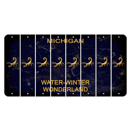 Michigan Water Winter Wonderland Cut License Plate Strips (Set of 8) Scorpion