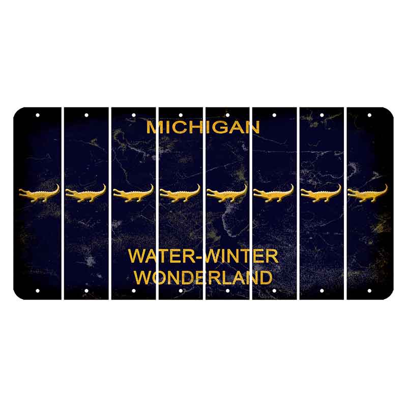 Michigan Water Winter Wonderland Cut License Plate Strips (Set of 8) Alligator