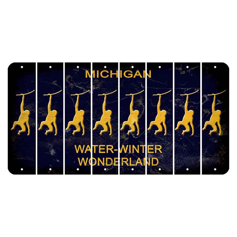 Michigan Water Winter Wonderland Cut License Plate Strips (Set of 8) Monkey