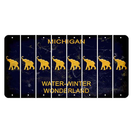 Michigan Water Winter Wonderland Cut License Plate Strips (Set of 8) Elephant