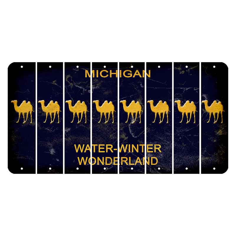 Michigan Water Winter Wonderland Cut License Plate Strips (Set of 8) Camel