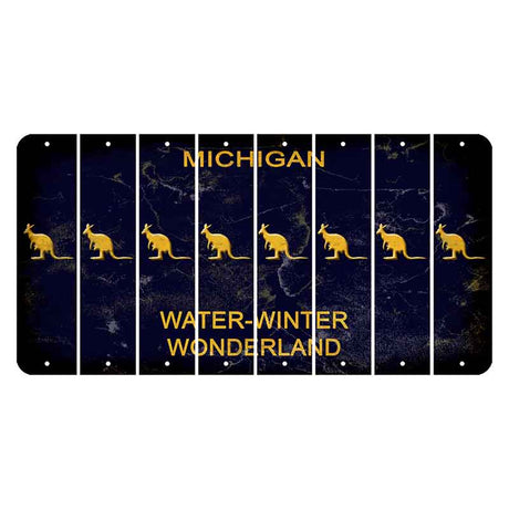 Michigan Water Winter Wonderland Cut License Plate Strips (Set of 8) Kangaroo