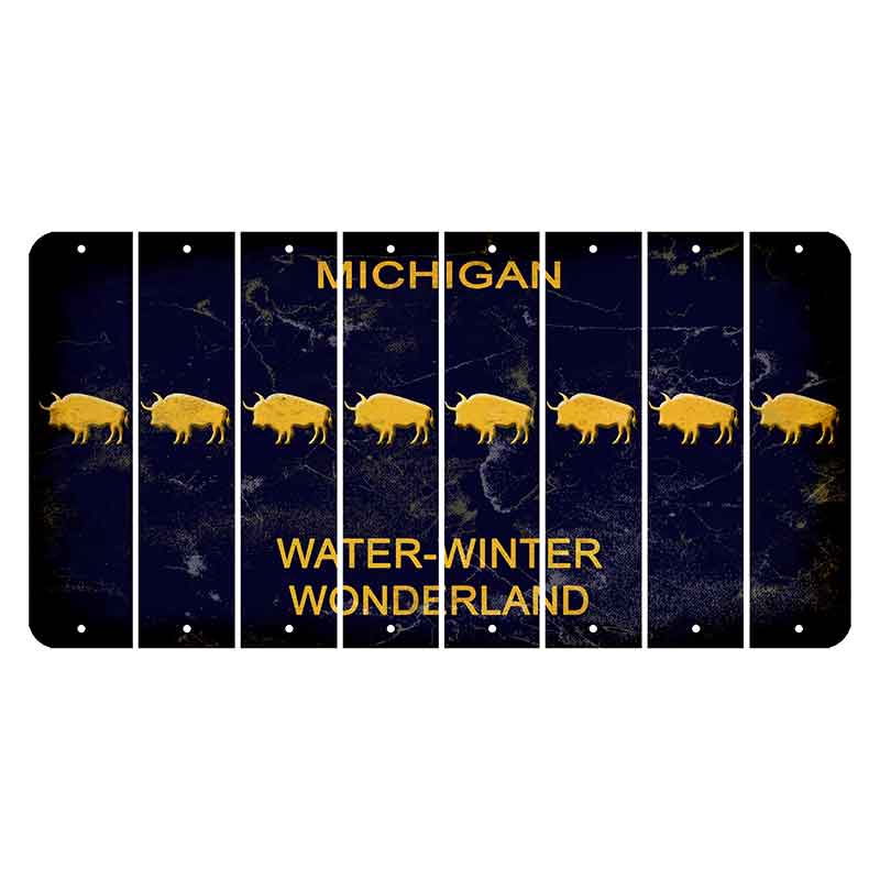 Michigan Water Winter Wonderland Cut License Plate Strips (Set of 8) Buffalo