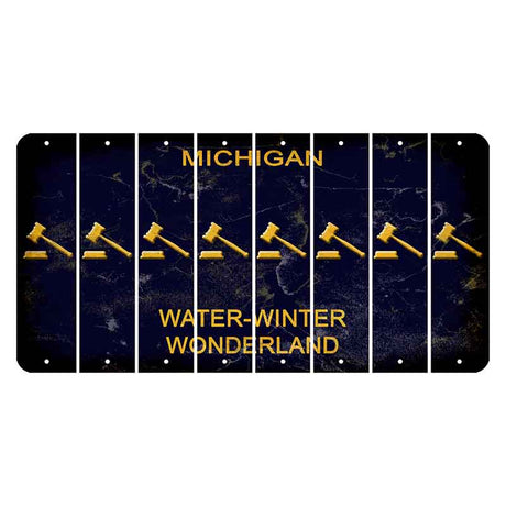 Michigan Water Winter Wonderland Cut License Plate Strips (Set of 8) Gavel