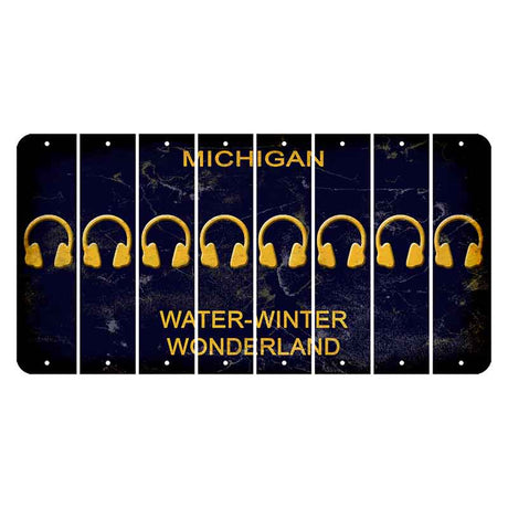 Michigan Water Winter Wonderland Cut License Plate Strips (Set of 8) Headphones