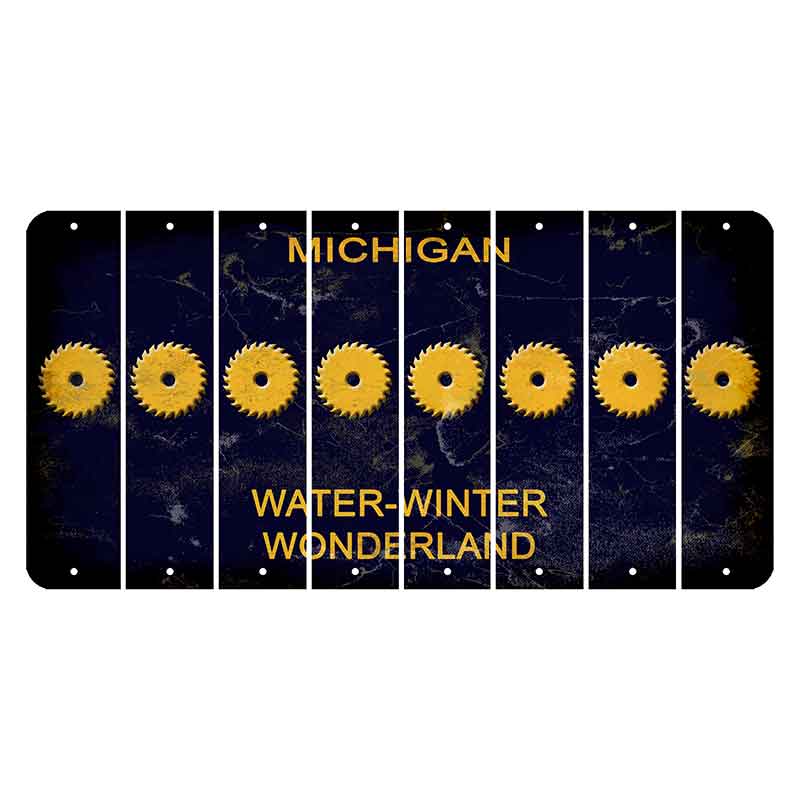 Michigan Water Winter Wonderland Cut License Plate Strips (Set of 8) Saw Blade