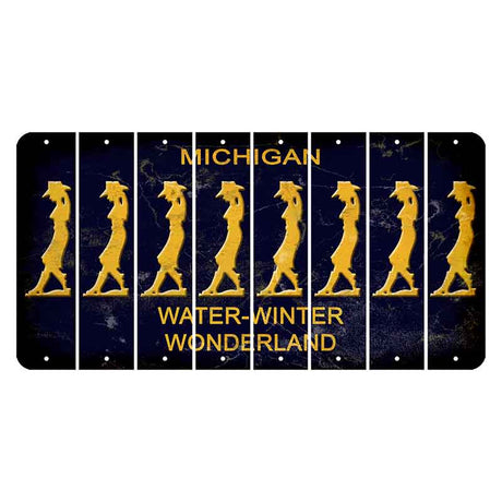 Michigan Water Winter Wonderland Cut License Plate Strips (Set of 8) Cowgirl - Leaning