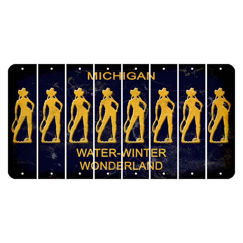 Michigan Water Winter Wonderland Cut License Plate Strips (Set of 8) Cowgirl